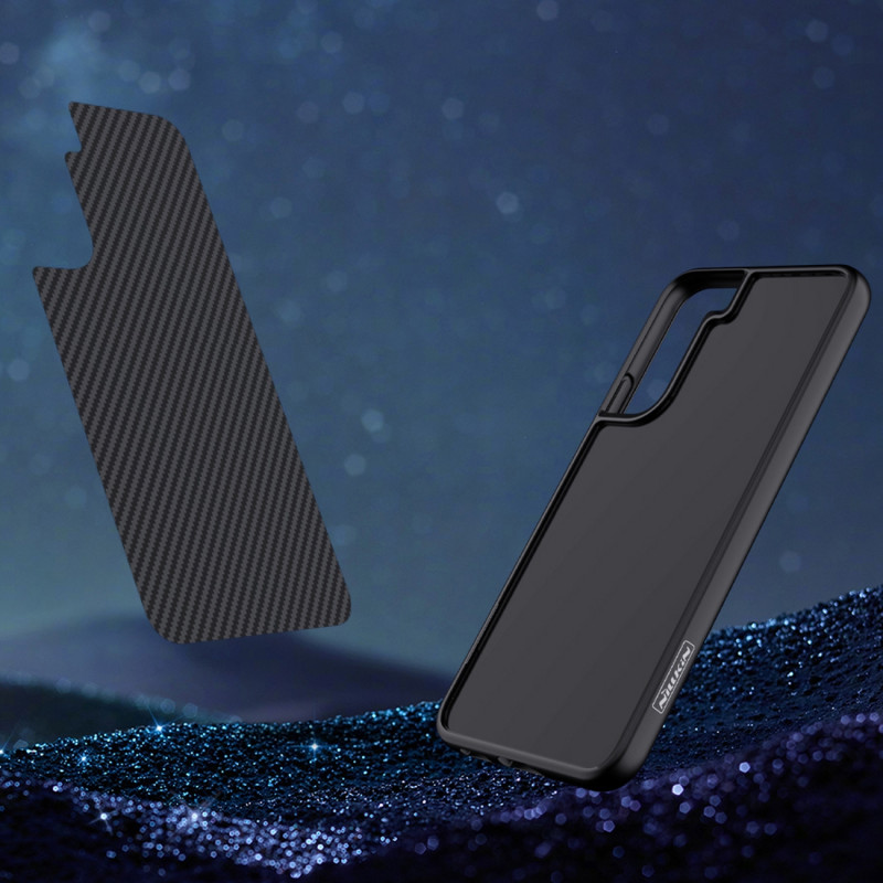 Nillkin Synthetic Fiber Case šarvuotas dėklo dangtelis Samsung Galaxy S22+ (S22 Plus) juodas