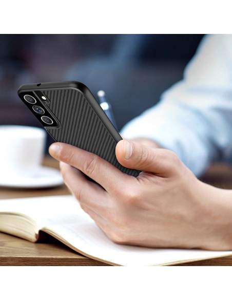 Nillkin Synthetic Fiber Case šarvuotas dėklo dangtelis Samsung Galaxy S22+ (S22 Plus) juodas Nillkin Synthetic Fiber Case šarvuotas dėklo dangtelis Samsung Galaxy S22+ (S22 Plus) juodas