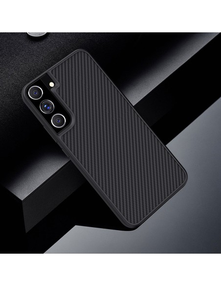 Nillkin Synthetic Fiber Case šarvuotas dėklo dangtelis Samsung Galaxy S22+ (S22 Plus) juodas Nillkin Synthetic Fiber Case šarvuotas dėklo dangtelis Samsung Galaxy S22+ (S22 Plus) juodas