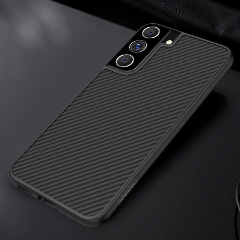 Nillkin Synthetic Fiber Case šarvuotas dėklo dangtelis Samsung Galaxy S22+ (S22 Plus) juodas