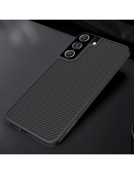 Nillkin Synthetic Fiber Case šarvuotas dėklo dangtelis Samsung Galaxy S22+ (S22 Plus) juodas Nillkin Synthetic Fiber Case šarvuotas dėklo dangtelis Samsung Galaxy S22+ (S22 Plus) juodas