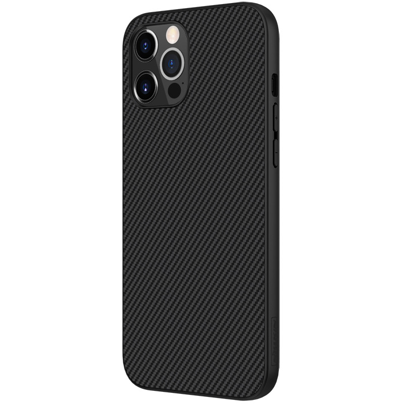 Nillkin Synthetic Fiber Case šarvuotas dangtelis iPhone 12 Pro Max juodas