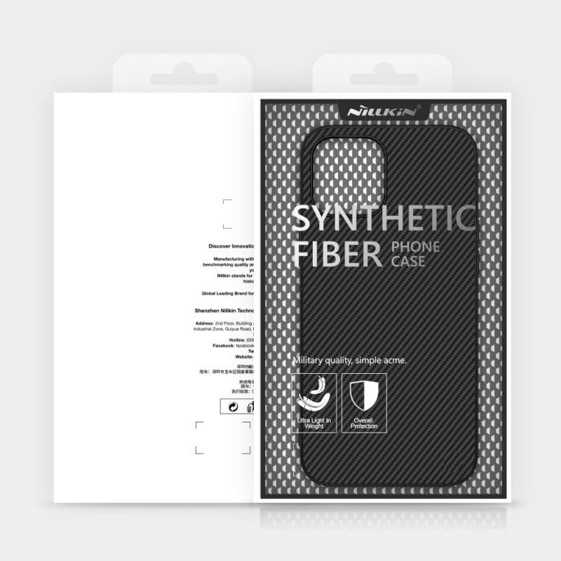 Nillkin Synthetic Fiber Case šarvuotas dangtelis iPhone 12 Pro Max juodas