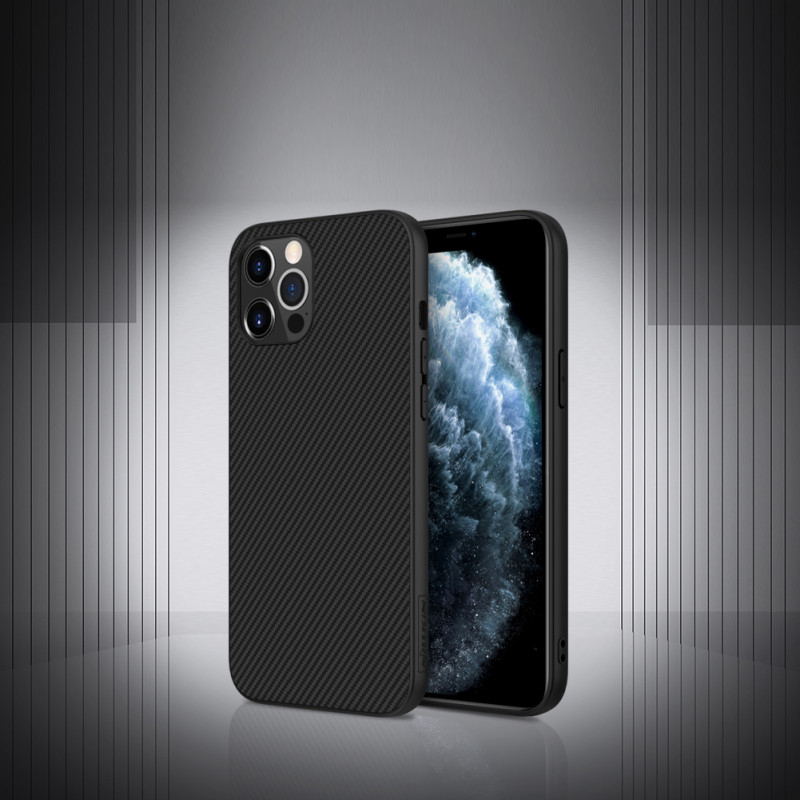 Nillkin Synthetic Fiber Case šarvuotas dangtelis iPhone 12 Pro Max juodas
