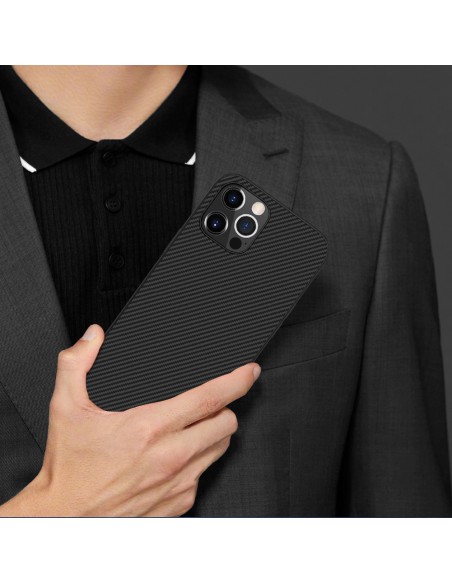 Nillkin Synthetic Fiber Case šarvuotas dangtelis iPhone 12 Pro Max juodas Nillkin Synthetic Fiber Case šarvuotas dangtelis iPhone 12 Pro Max juodas