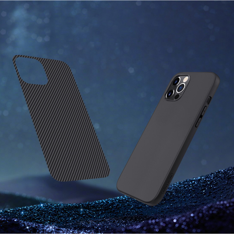 Nillkin Synthetic Fiber Case šarvuotas dangtelis iPhone 12 Pro Max juodas