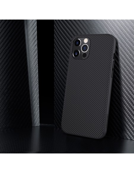 Nillkin Synthetic Fiber Case šarvuotas dangtelis iPhone 12 Pro Max juodas Nillkin Synthetic Fiber Case šarvuotas dangtelis iPhone 12 Pro Max juodas