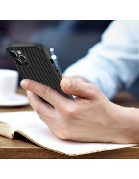Nillkin Synthetic Fiber Case šarvuotas dangtelis iPhone 12 Pro Max juodas Nillkin Synthetic Fiber Case šarvuotas dangtelis iPhone 12 Pro Max juodas