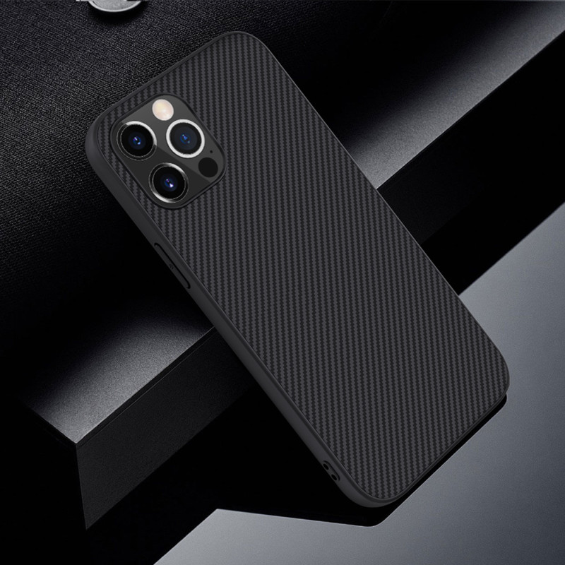 Nillkin Synthetic Fiber Case šarvuotas dangtelis iPhone 12 Pro Max juodas