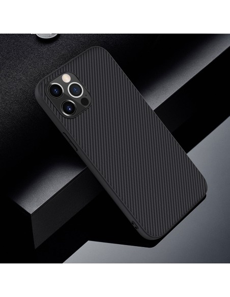 Nillkin Synthetic Fiber Case šarvuotas dangtelis iPhone 12 Pro Max juodas Nillkin Synthetic Fiber Case šarvuotas dangtelis iPhone 12 Pro Max juodas