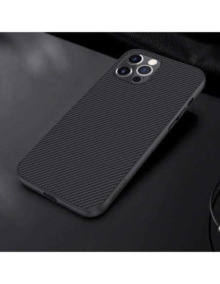 Nillkin Synthetic Fiber Case šarvuotas dangtelis iPhone 12 Pro Max juodas Nillkin Synthetic Fiber Case šarvuotas dangtelis iPhone 12 Pro Max juodas