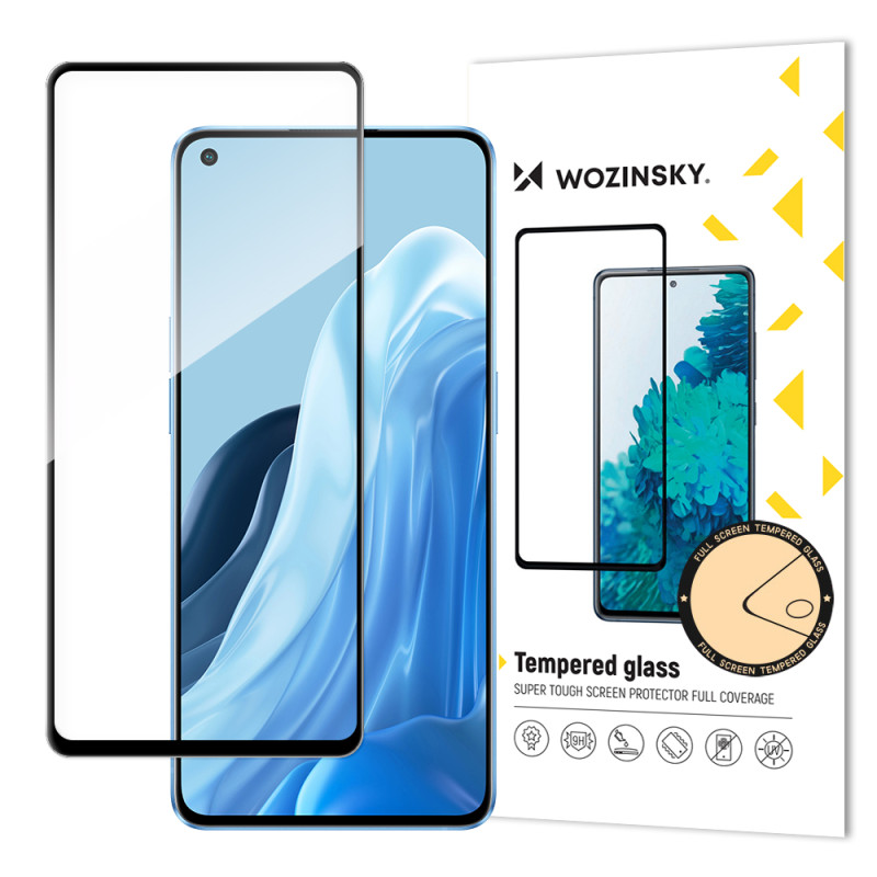 Wozinsky Super patvarūs klijai viso ekrano grūdintas stiklas su rėmeliu, draugiškas dėklu Oppo Reno7 Pro 5G Black Wozinsky Super patvarūs klijai viso ekrano grūdintas stiklas su rėmeliu, draugiškas dėklu Oppo Reno7 Pro 5G Black