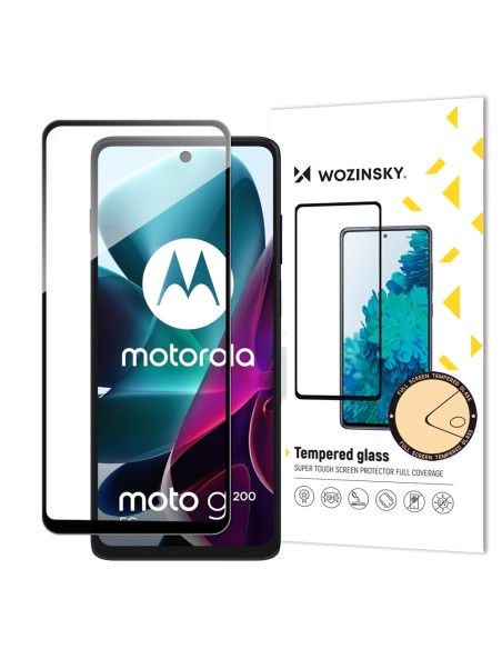 Wozinsky Full Glue grūdintas stiklas Motorola Moto G200 5G 9H viso ekrano grūdintas stiklas su juodu rėmeliu Wozinsky Full Glue grūdintas stiklas Motorola Moto G200 5G 9H viso ekrano grūdintas stiklas su juodu rėmeliu