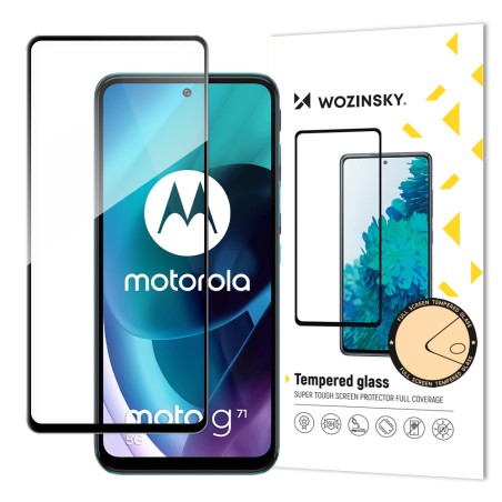 Wozinsky Super patvarūs klijai viso ekrano grūdintas stiklas su rėmeliu, draugišku dėklu Motorola Moto G71 5G Black