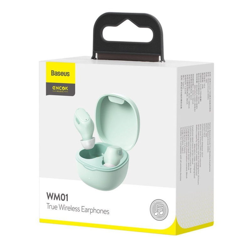 Encok WM01 TWS Bluetooth 5.0 belaidės ausinės žalios spalvos