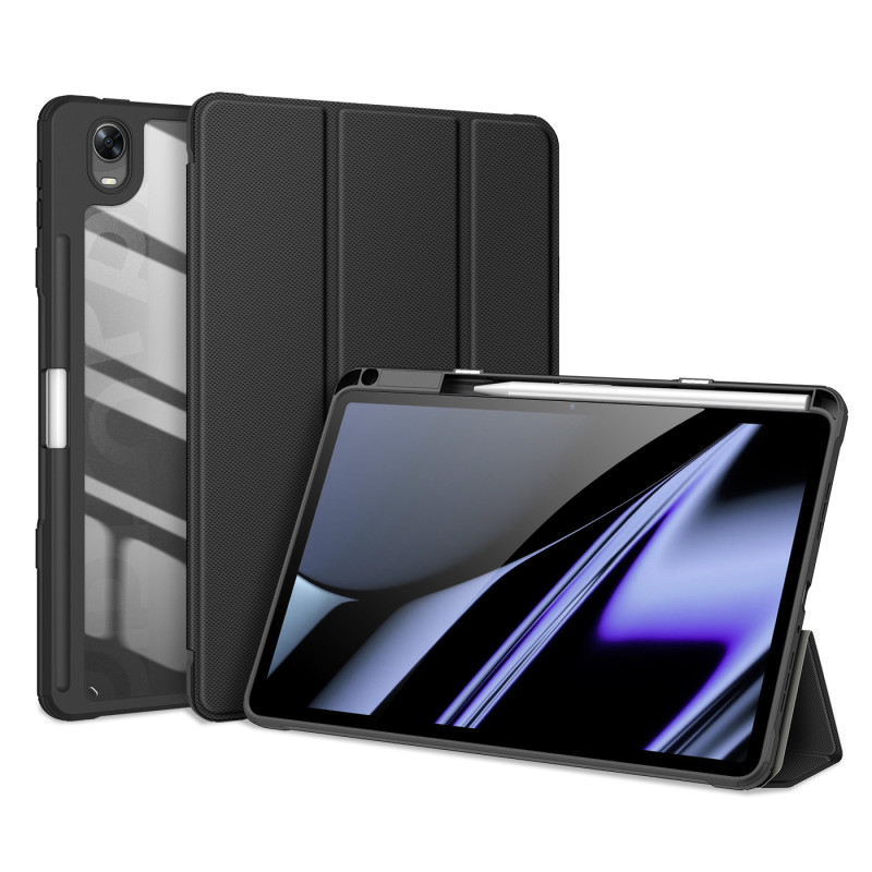 Dux Ducis Toby Armored Flip Smart dėklas, skirtas Oppo Pad su juodu rašiklio laikikliu