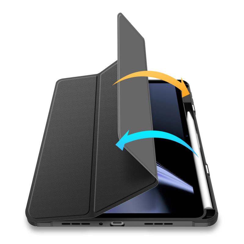 Dux Ducis Toby Armored Flip Smart dėklas, skirtas Oppo Pad su juodu rašiklio laikikliu