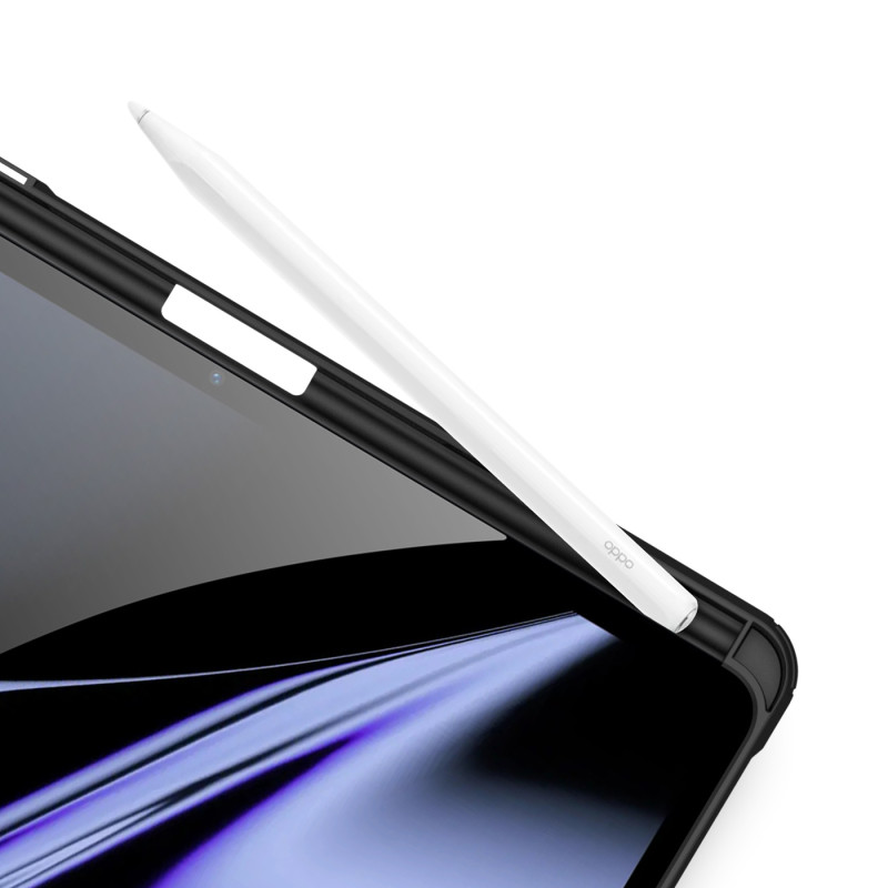 Dux Ducis Toby Armored Flip Smart dėklas, skirtas Oppo Pad su juodu rašiklio laikikliu