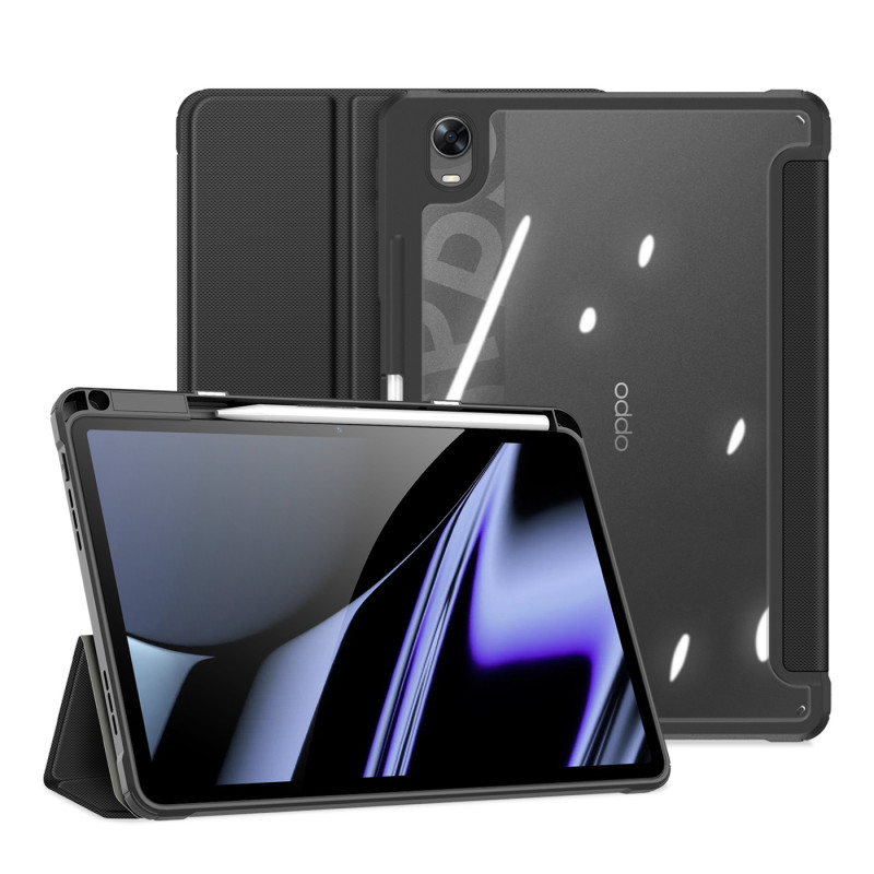 Dux Ducis Toby Armored Flip Smart dėklas, skirtas Oppo Pad su juodu rašiklio laikikliu