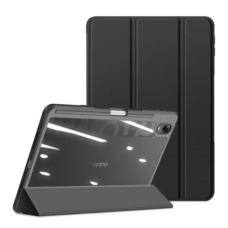 Dux Ducis Toby Armored Flip Smart dėklas, skirtas Oppo Pad su juodu rašiklio laikikliu
