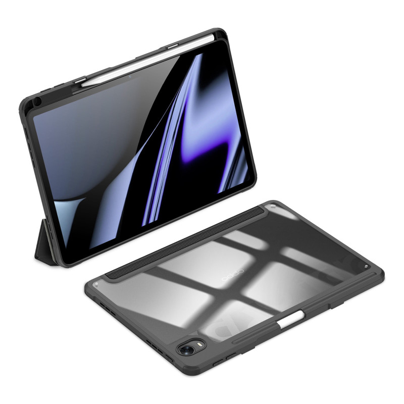 Dux Ducis Toby Armored Flip Smart dėklas, skirtas Oppo Pad su juodu rašiklio laikikliu