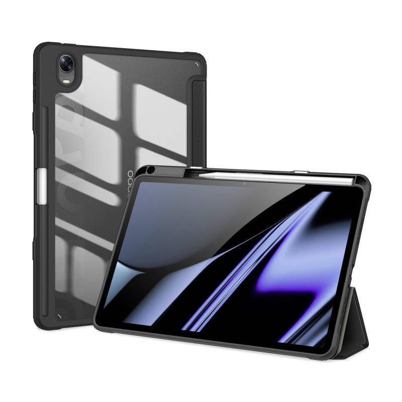 Dux Ducis Toby Armored Flip Smart dėklas, skirtas Oppo Pad su juodu rašiklio laikikliu