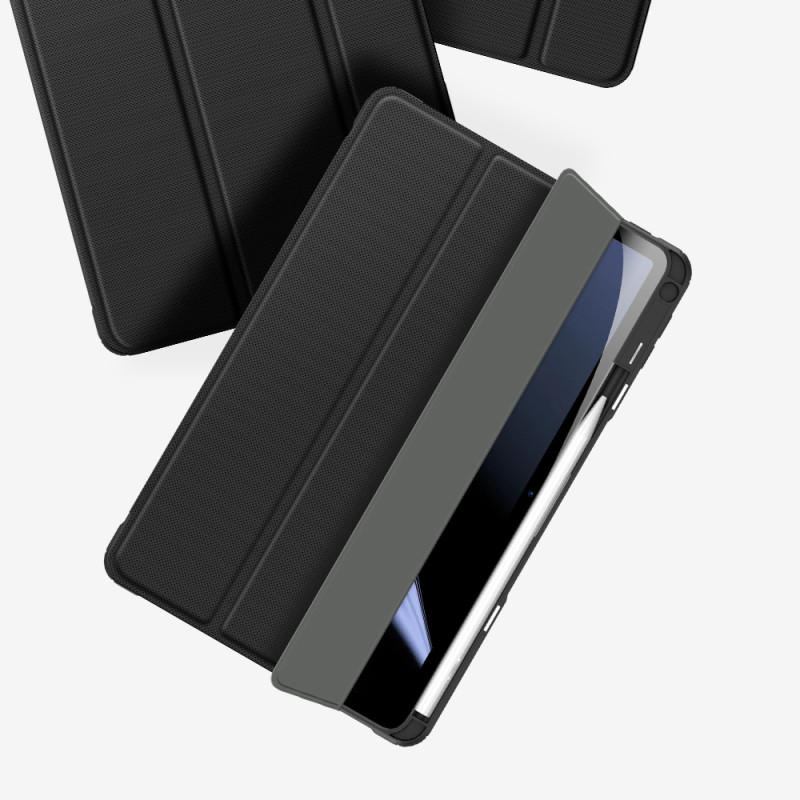 Dux Ducis Toby Armored Flip Smart dėklas, skirtas Oppo Pad su juodu rašiklio laikikliu