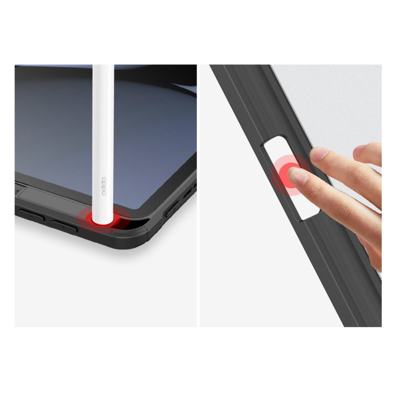 Dux Ducis Toby Armored Flip Smart dėklas, skirtas Oppo Pad su juodu rašiklio laikikliu