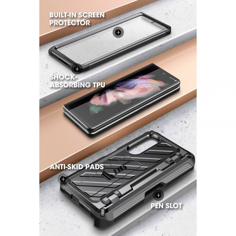 Supcase Unicorn Beetle Pro Pen dėklas, skirtas Samsung Galaxy Z Fold 3 - juodas