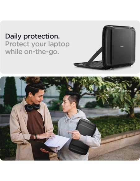 Spigen Rugged Armor Pouch Pro dangtelis 13-14" nešiojamam kompiuteriui - juodas Spigen Rugged Armor Pouch Pro dangtelis 13-14" nešiojamam kompiuteriui - juodas