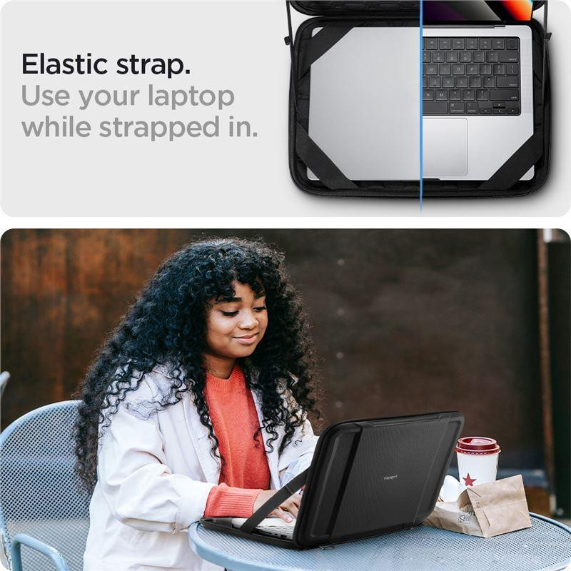 Spigen Rugged Armor Pouch Pro dangtelis 13-14" nešiojamam kompiuteriui - juodas