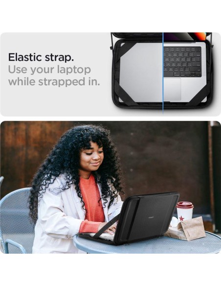 Spigen Rugged Armor Pouch Pro dangtelis 13-14" nešiojamam kompiuteriui - juodas Spigen Rugged Armor Pouch Pro dangtelis 13-14" nešiojamam kompiuteriui - juodas