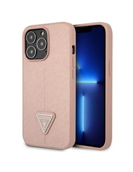 Guess Saffiano Triangle Logo dėklas, skirtas iPhone 13 Pro / iPhone 13 - rožinis Guess Saffiano Triangle Logo dėklas, skirtas iPhone 13 Pro / iPhone 13 - rožinis