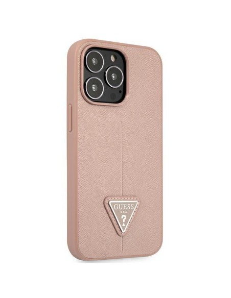 Guess Saffiano Triangle Logo dėklas, skirtas iPhone 13 Pro / iPhone 13 - rožinis Guess Saffiano Triangle Logo dėklas, skirtas iPhone 13 Pro / iPhone 13 - rožinis