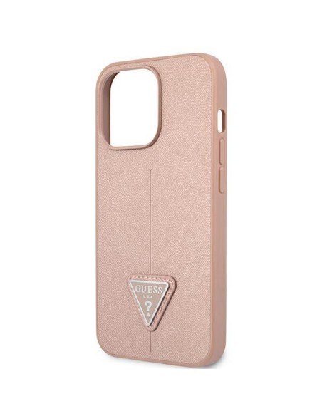 Guess Saffiano Triangle Logo dėklas, skirtas iPhone 13 Pro / iPhone 13 - rožinis Guess Saffiano Triangle Logo dėklas, skirtas iPhone 13 Pro / iPhone 13 - rožinis