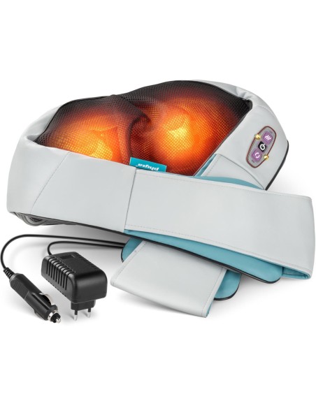 12V/230V šildomas kaklo ir nugaros pečių masažuoklis pilkas 12V/230V šildomas kaklo ir nugaros pečių masažuoklis pilkas