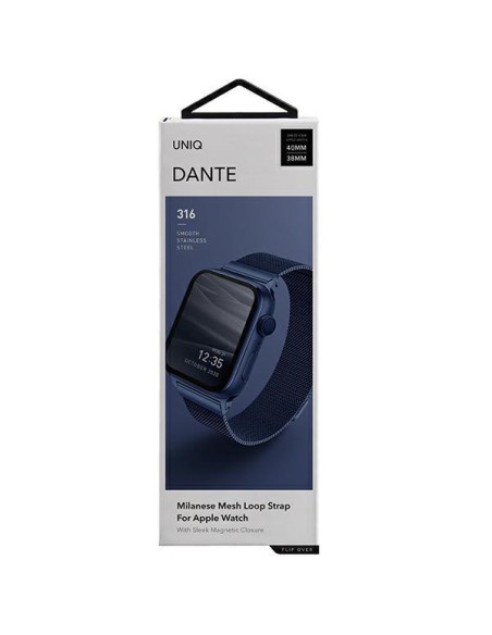 Uniq Dante nerūdijančio plieno dirželis, skirtas Apple Watch 1/ 2/ 3/ 4/ 5/ 6/ 7/ 8/ SE/ SE2 38/ 40/ 41mm – mėlynas Uniq Dante nerūdijančio plieno dirželis, skirtas Apple Watch 1/ 2/ 3/ 4/ 5/ 6/ 7/ 8/ SE/ SE2 38/ 40/ 41mm – mėlynas