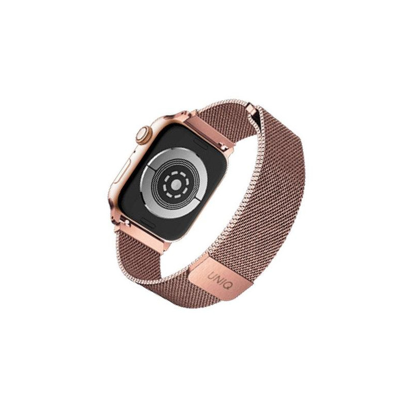 Uniq Dante nerūdijančio plieno dirželis, skirtas Apple Watch 1/ 2/ 3/ 4/ 5/ 6/ 7/ 8/ SE/ SE2 38/ 40/ 41mm – rožinis auks...