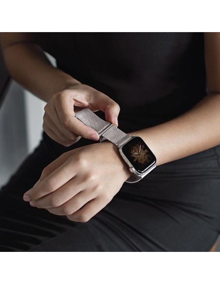 Uniq Dante nerūdijančio plieno dirželis, skirtas Apple Watch 1/ 2/ 3/ 4/ 5/ 6/ 7/ 8/ SE/ SE2 38/ 40/ 41mm – rožinis auks...