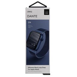 Uniq Dante nerūdijančio plieno dirželis, skirtas Apple Watch 1/ 2/ 3/ 4/ 5/ 6/ 7/ 8/ SE/ SE2 42/ 44/ 45mm – mėlynas