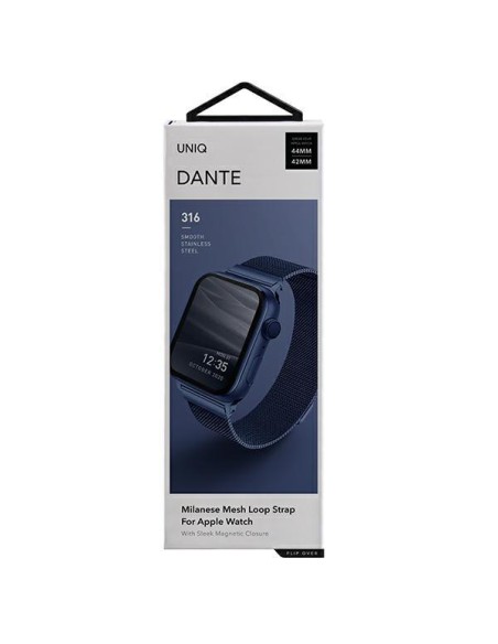 Uniq Dante nerūdijančio plieno dirželis, skirtas Apple Watch 1/ 2/ 3/ 4/ 5/ 6/ 7/ 8/ SE/ SE2 42/ 44/ 45mm – mėlynas