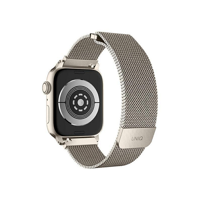 Uniq Dante nerūdijančio plieno dirželis, skirtas Apple Watch 1/ 2/ 3/ 4/ 5/ 6/ 7/ 8/ SE/ SE2 42/ 44/ 45mm – smėlio spalv...