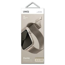 Uniq Dante nerūdijančio plieno dirželis, skirtas Apple Watch 1/ 2/ 3/ 4/ 5/ 6/ 7/ 8/ SE/ SE2 42/ 44/ 45mm – smėlio spalv...
