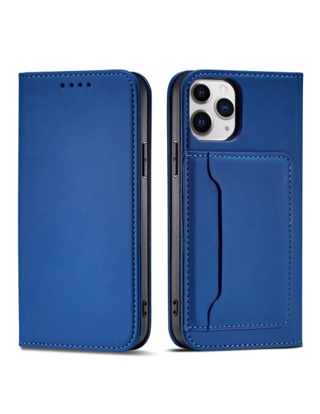Magnetinis kortelės dėklas iPhone 12, dangtelis, kortelių piniginė, kortelių stovas, mėlynas