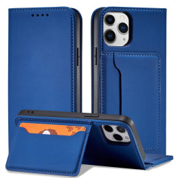 Magnetinis kortelės dėklas iPhone 12, dangtelis, kortelių piniginė, kortelių stovas, mėlynas