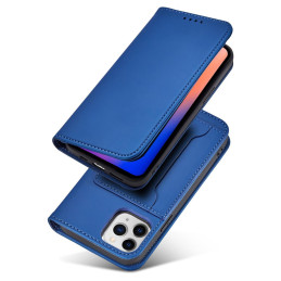 Magnetinis kortelės dėklas iPhone 12, dangtelis, kortelių piniginė, kortelių stovas, mėlynas