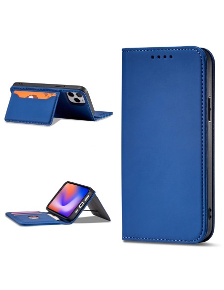 Magnetinis kortelės dėklas iPhone 12, dangtelis, kortelių piniginė, kortelių stovas, mėlynas