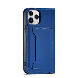 Magnetinis kortelės dėklas iPhone 12, dangtelis, kortelių piniginė, kortelių stovas, mėlynas