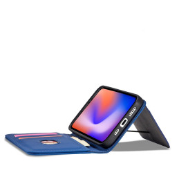 Magnetinis kortelės dėklas iPhone 12, dangtelis, kortelių piniginė, kortelių stovas, mėlynas