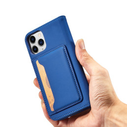 Magnetinis kortelės dėklas iPhone 12, dangtelis, kortelių piniginė, kortelių stovas, mėlynas